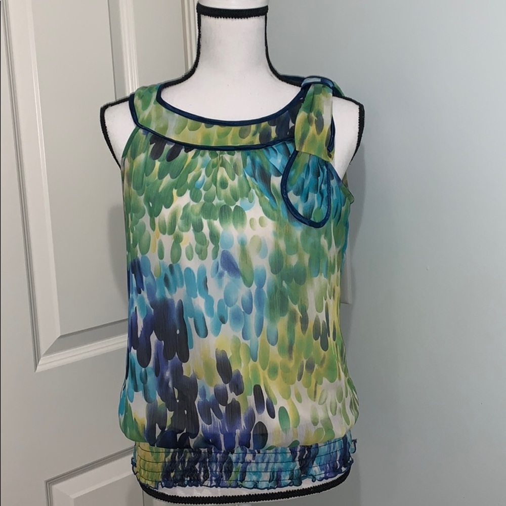 IZ Byer Womens Blouse Sz L Floral with side bows